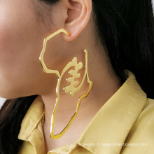 Vente à chaud surdimensionné surdimensionné des boucles d&#39;oreilles creuses exagérées Gold Boucles d&#39;oreilles en argent Cadenas en acier inoxydable bijoux pour les femmes